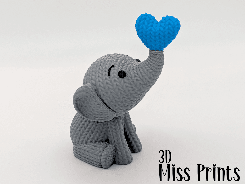 Knitted Elephant Blowing Heart